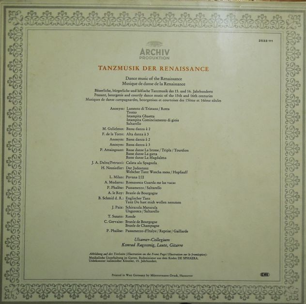 Vinile 33 giri di danze contadine, borghesi e cortigiane del XV e XVI secolo - Foto 7