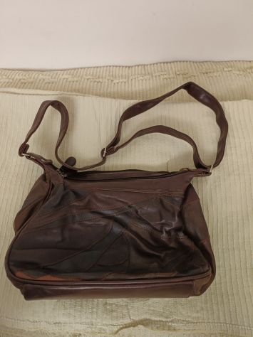 Borsa tracolla in pelle patchwork marrone borsa a tracolla marrone realizzata i - Foto 4