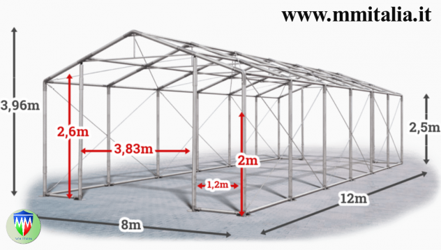 Tendone per uso rimessaggio e magazzino 8 x 12 x 3,96 a Biella - Foto 7