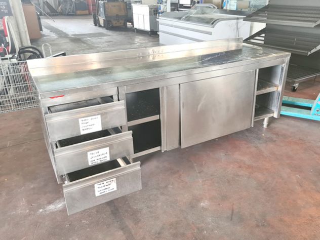 tavolo armadiato inox con cassettiera usato - Foto 4