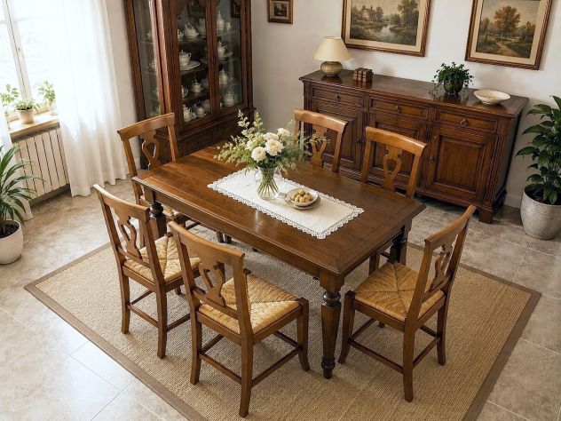 Sedia classica da cucina in legno seduta in paglia