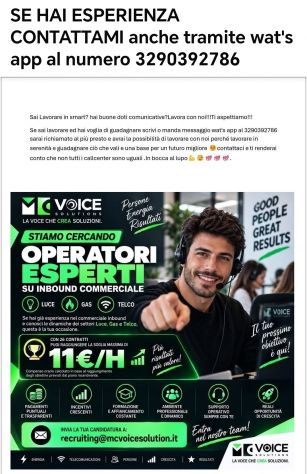 Offerta lavoro in comparatore