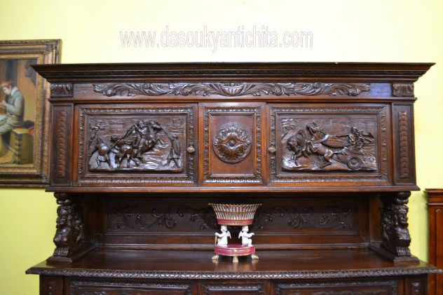Credenza doppio corpo del XX secolo stile Neorinascimentale - Foto 4