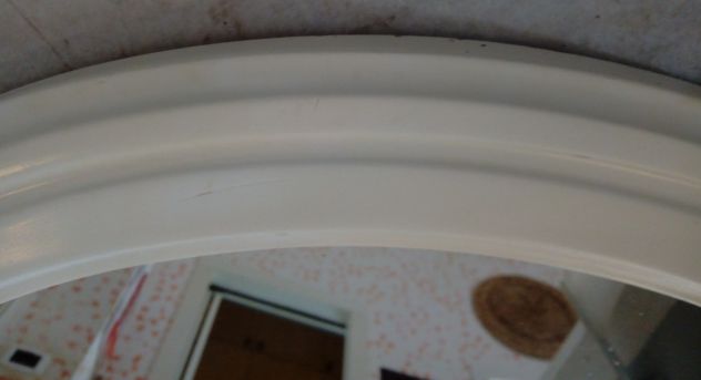Specchio Rotondo Laccato con cornice lavorata sbalzata in legno da 6 cm. Misura - Foto 3