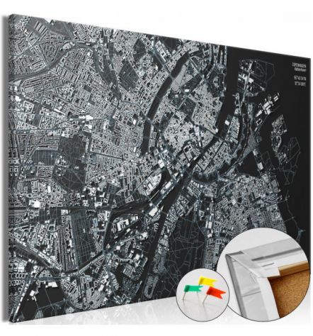 Quadro Di Sughero Mappa Di Copenaghen Arredalacasa