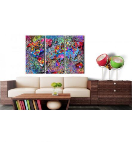 Quadro Di Sughero In 3 Parti Mappamondo Supercolor Arredalacasa - Foto 2