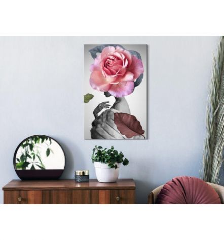 Quadro Ragazza Con Una Rosa In Testa Cm.40x60 ARREDALACASA - Foto 2