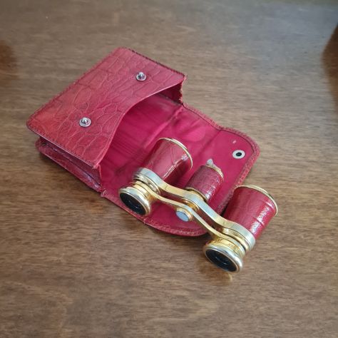 Binocolo  vintage da teatro con rivestimento in  pelle di coccodrillo. - Foto 2