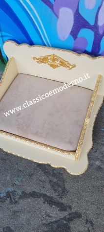 Lettino letto cane stile barocco classico avorio foglia oro con spedizione - Foto 3