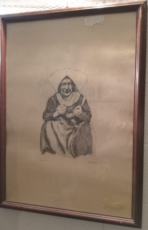 QUADRO STAMPA / DISEGNO ANTIQUARIATO CON CORNICE FIRMATO e NUMERATO - Foto 5