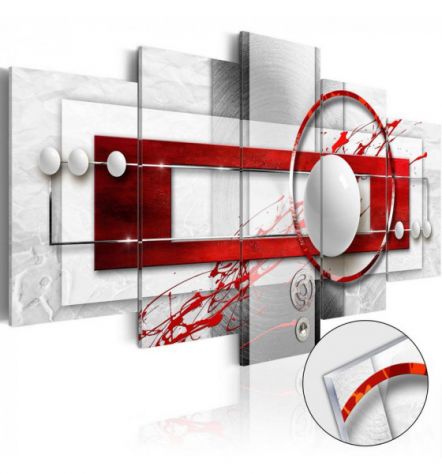 Quadro Rosso Col Cerchio Vetro Acrilico Cm.100x50 E 200x100