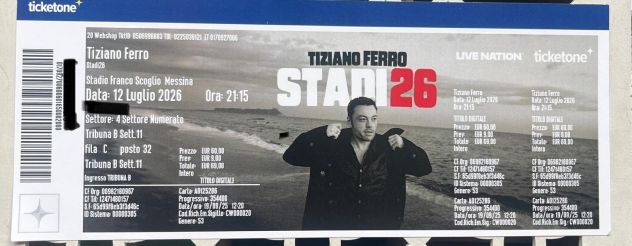 Biglietto concerto Tiziano Ferro
