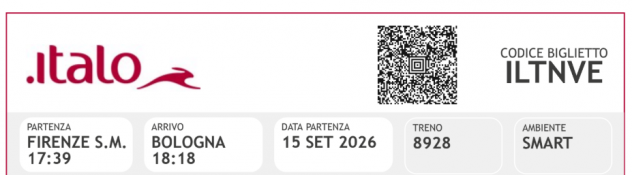 Vendo biglietto Italo Firenze - Bologna