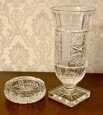 VASO E POSACENERE IN PURO CRISTALLO DI BOEMIA