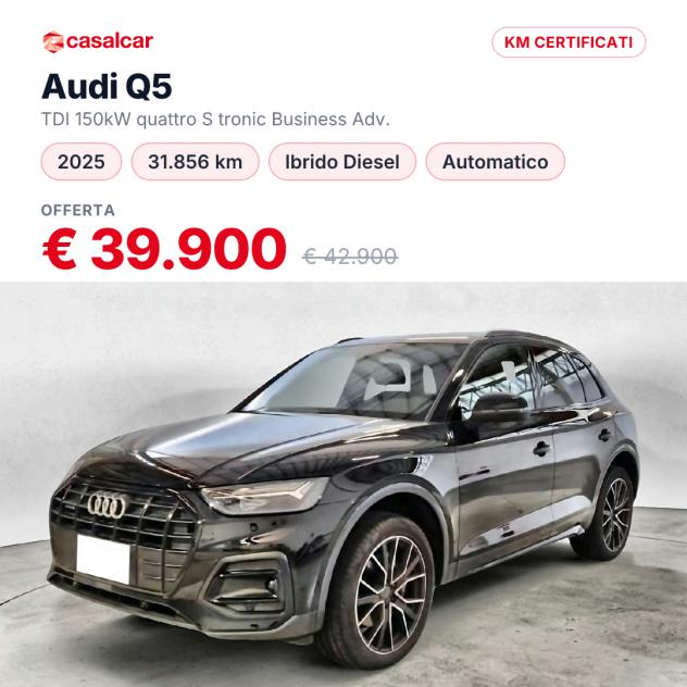 Audi Q5 TDI 150kW quattro S tronic Business Adv. FINO A 3 ANNI DI GARANZIA CON INCENTIVI