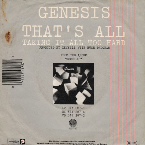 GENESIS - That's All / Takin 'It All Too Hard - 7'' / 45 giri 1983 Vertigo - Foto 2