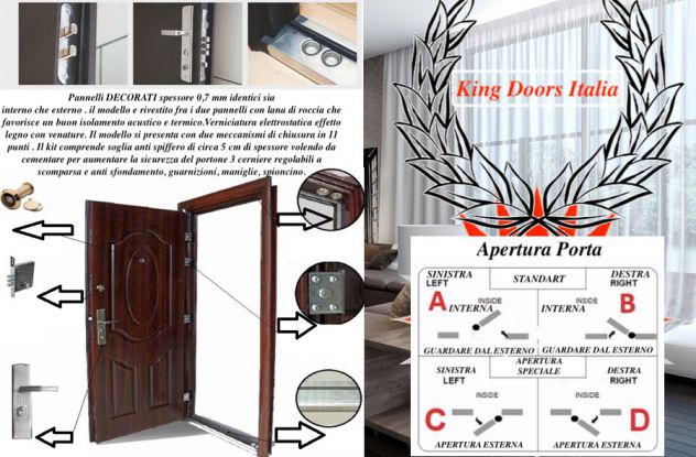 BLINDATO PORTONE PORTA PER CASA PORTONCINO IN ALLUMINIO - Foto 4