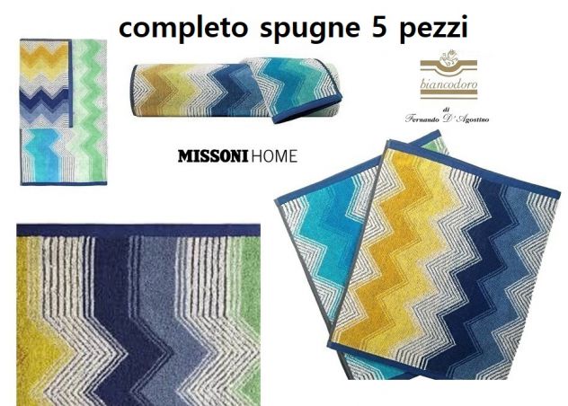 MISSONI set spugne asciugamani completi bagno 5 pezzi 3 modelli - Foto 2