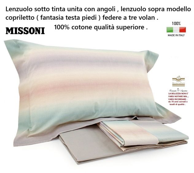 Missoni , Lenzuola Complete 4 pezzi ( modello copriletto ) in tre modelli . - Foto 5