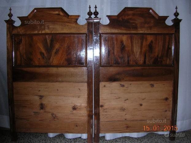 Letto matrimoniale completo antico - noce massello - Foto 2