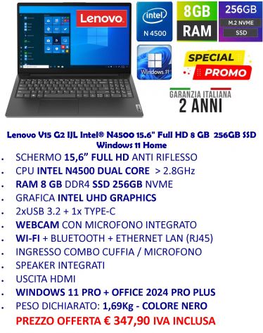 Lenovo PC Portatile da € 29 al mese OFFERTA COMPUTER ROMA intel N4500 8GB 256GB - Foto 2