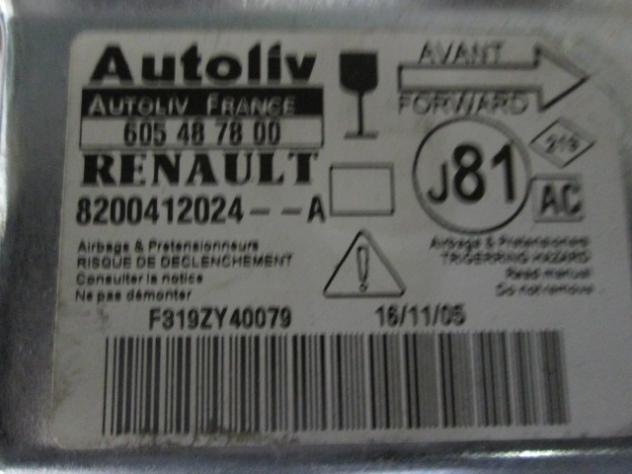 8200412024 CENTRALINA AIRBAG RENAULT ESPACE 2.2 D 110KW AUT 5P (2005) RICAMBIO USATO - Foto 2