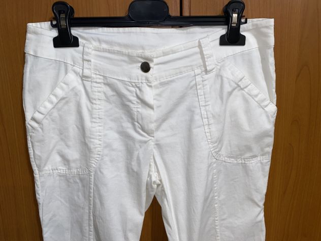 PANTALONI DA DONNA VINTAGE ESTIVI BIANCHI ELASTICIZZATI MESSI SOLO 2/3 VOLTE - Foto 4