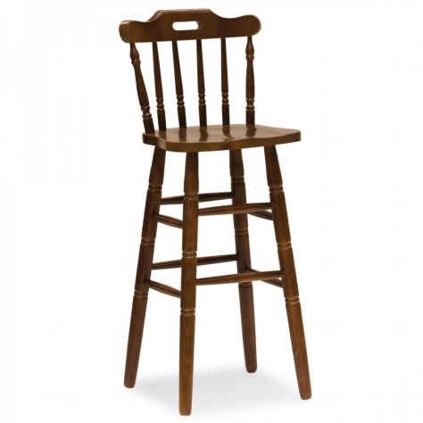 Sgabello alto in legno di pino stile Old America