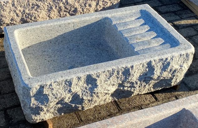 Lavello lavandino con scolapiatti in pietra granito naturale massello 80cm - Foto 2