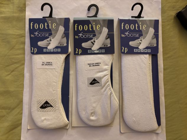 6 PAIA DI CALZE NUOVE FANTASMINI INVISIBILI N’ 35-40 IN COTONE BIANCO - Foto 2
