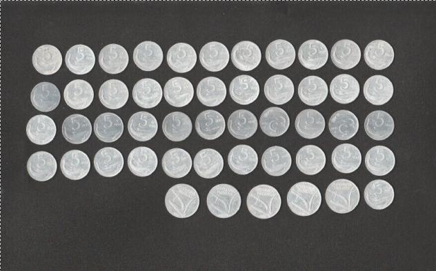 IN LIRE (50 MONETE): 5 LIRE (45)-10 LIRE(5)