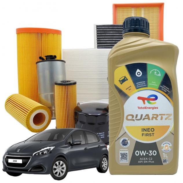 Kit Tagliando Peugeot 208 4 Litri Olio Motore Total Quartz Ineo First 0w30