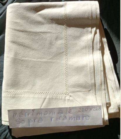 LENZUOLA MATRIMONIALI sopra PURO COTONE ROBUSTO CON ORLO A GIORNO - Foto 4