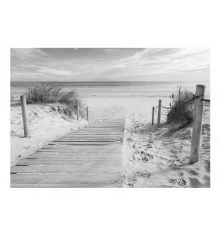 Fotomurale Adesivo In Bianco E Nero Sulla Spiaggia Arredalacasa - Foto 2