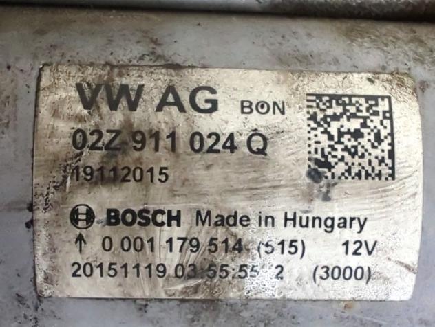 02Z911024Q MOTORINO AVVIAMENTO VOLKSWAGEN GOLF 7 1.4 M 81KW 6M 5P (2016) RICAMBIO USATO 0001179514 - Foto 3