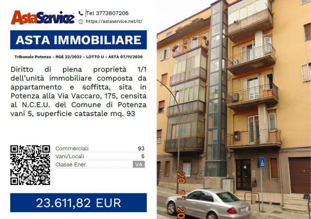 Tribunale Potenza - RGE 22/2022 - LOTTO U - Tribunale Potenza - RGE 22/2022 - LOTTO U - ASTA 07/11/2026