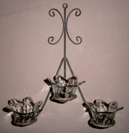Candelabro in Ferro Battuto e Vetri
