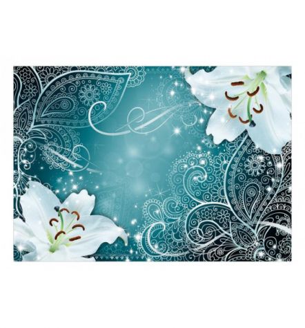 Fotomurale Adesivo Fiori Eleganti Su Sfondo Turchese ARREDALACASA - Foto 2