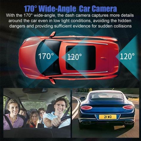 Dash Cam 3 canali Full HD 1080P anteriore posteriore abitacolo LCD 3" G-Sensor - Foto 2