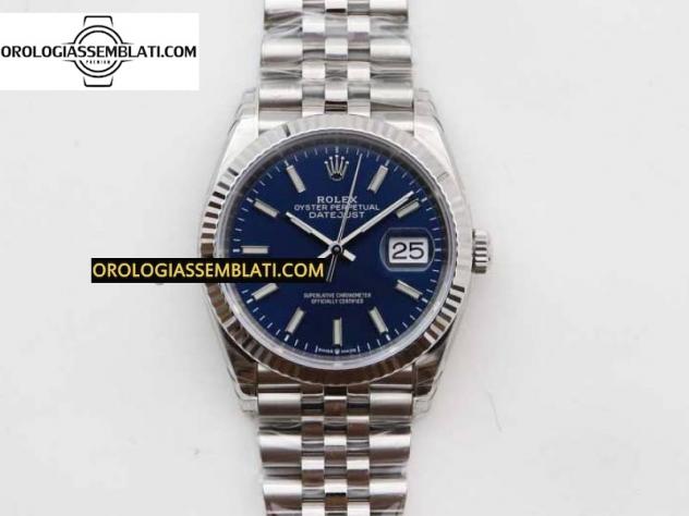 REPLICA Rolex DATEJUST 36 SS 116234 1:1 BEST EDITION ACCIAIO 904L QUADRANTE BLU CON BASTONE SUL BRACCIALE JUBILEE 3135