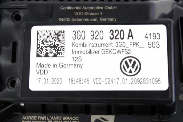 3G0920320A QUADRO STRUMENTI CONTACHILOMETRI COCKPIT VOLKSWAGEN PASSAT ALLTRACK SW 2.0 D 4X4 140KW AUT 5P (2020) RICAMBIO USATO - Foto 5