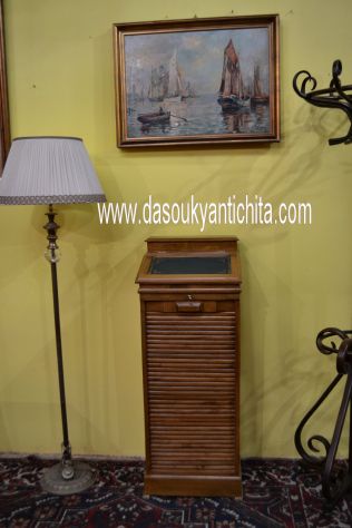 Schedario- classificatore con piano di scrittura in ecopelle verde stile inglese - Foto 9