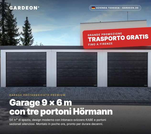 Garage prefabbricato GARDEON 9×6 m con 3 portoni Hörmann