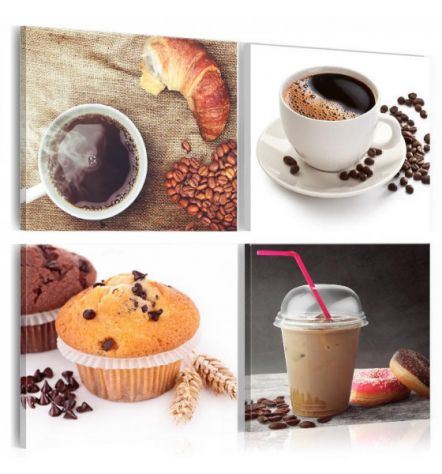Quadro Colazione E Caffè - 4 Quadri - ARREDALACASA