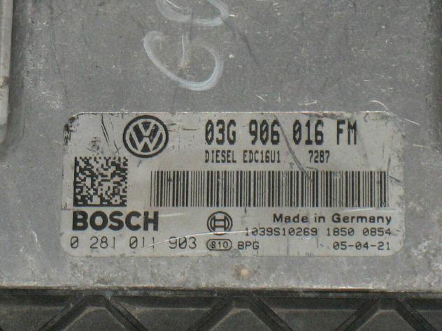 0281011903 ECU VW VOLKSWAGEN GOLF JETTA 2.0 0281011903 03G906016FM EDC16U1 - Foto 2