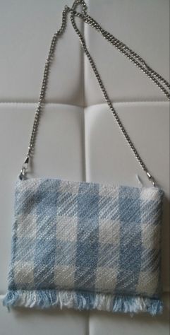 BORSA PIATTA CON TRACOLLA IN PIED DE POULE