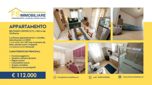 CODICE 7338 147 MQ RISTRUTTURATO , QUATTRO CAMERE DA LETTO A BELPASSO