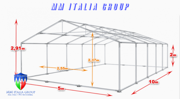 Tensostrutture 5 x 10 in Pvc con chiusure extra con Velcro EcoPlus - Foto 3