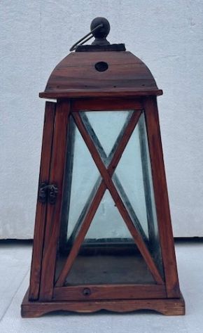 Lanterna Decorativa in Legno e Vetro