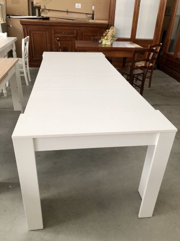 NUOVA CONSOLLE 90x50 ALLUNGABILE CON 4 ALLUNGHE 45 BIANCO SPAZZOLATO - Foto 4
